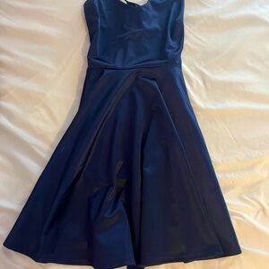 silky navy blue dress